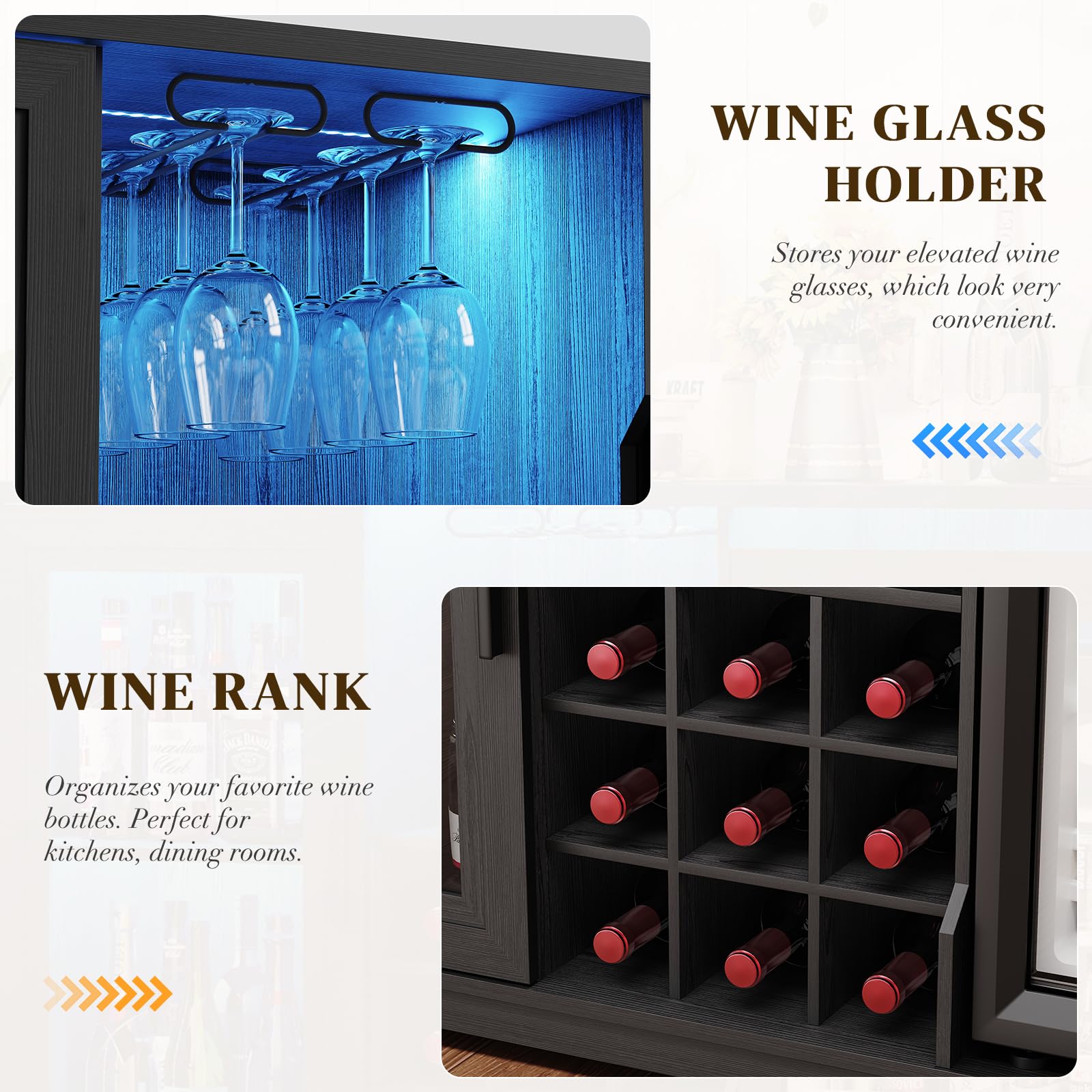 Bar Cabinet with Wine Cooler & LED Lights