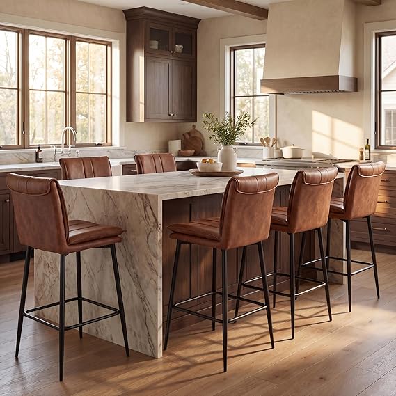 Leather Counter Height Bar Stools with Back