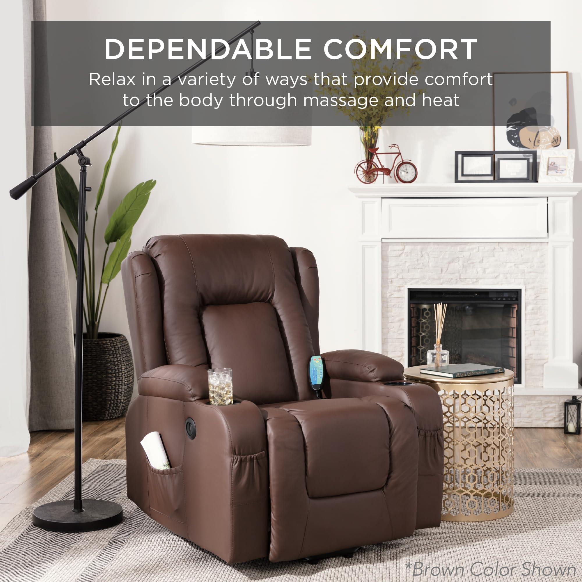 Power Lift Recliner Massage Chair with Heat & Cupholders