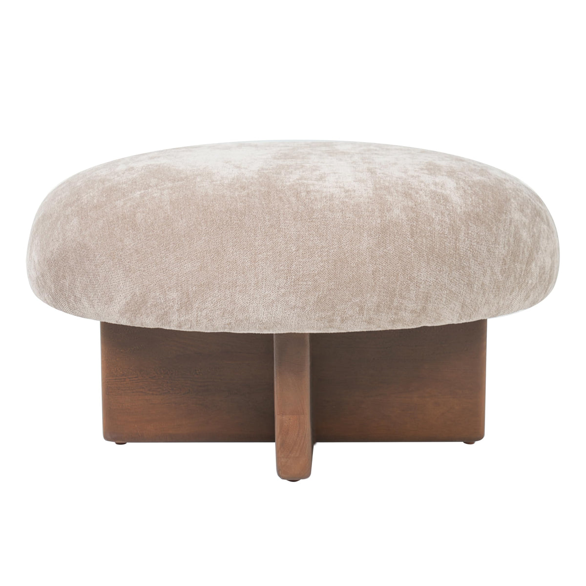 Round Chenille Ottomans, Set of 2