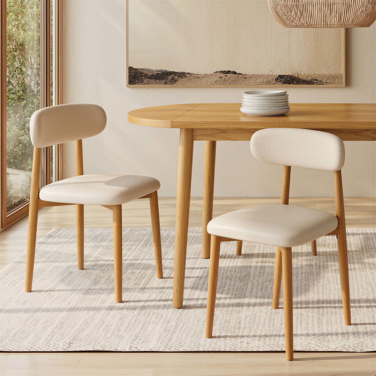 IRONCK Dining Table Set for 4, 55" Drop Leaf Desk, Natural Wood