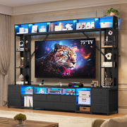 Large Entertainment Center with 11 Fabric Drawers & LED Lights