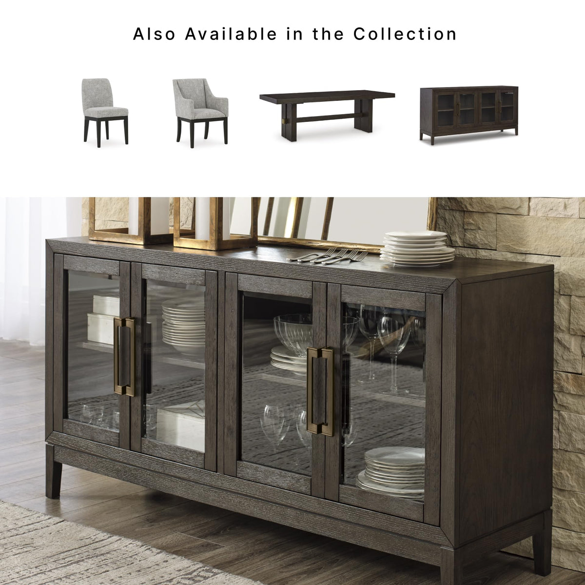 Signature Design by Ashley Burkhaus 1-Piece Buffet Cabinet, Dark Brown