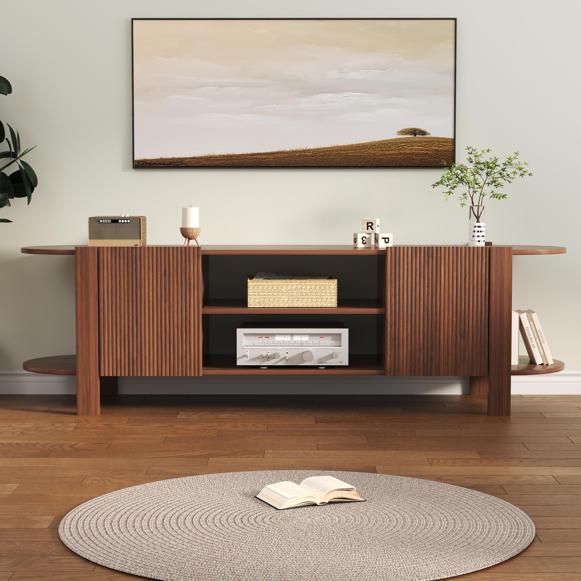 65" Fluted TV Stand with Storage Cabinet