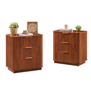 White 3-Drawer Nightstands, Set of 2