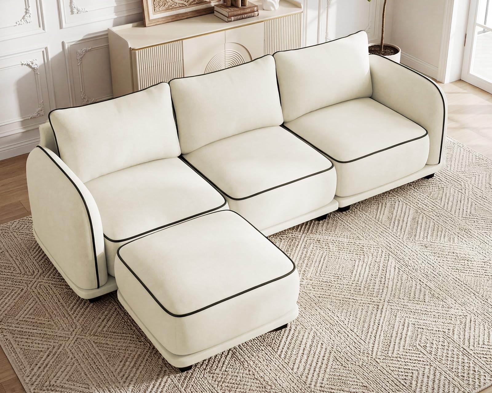 L-Shaped Sectional Sofa with Ottoman