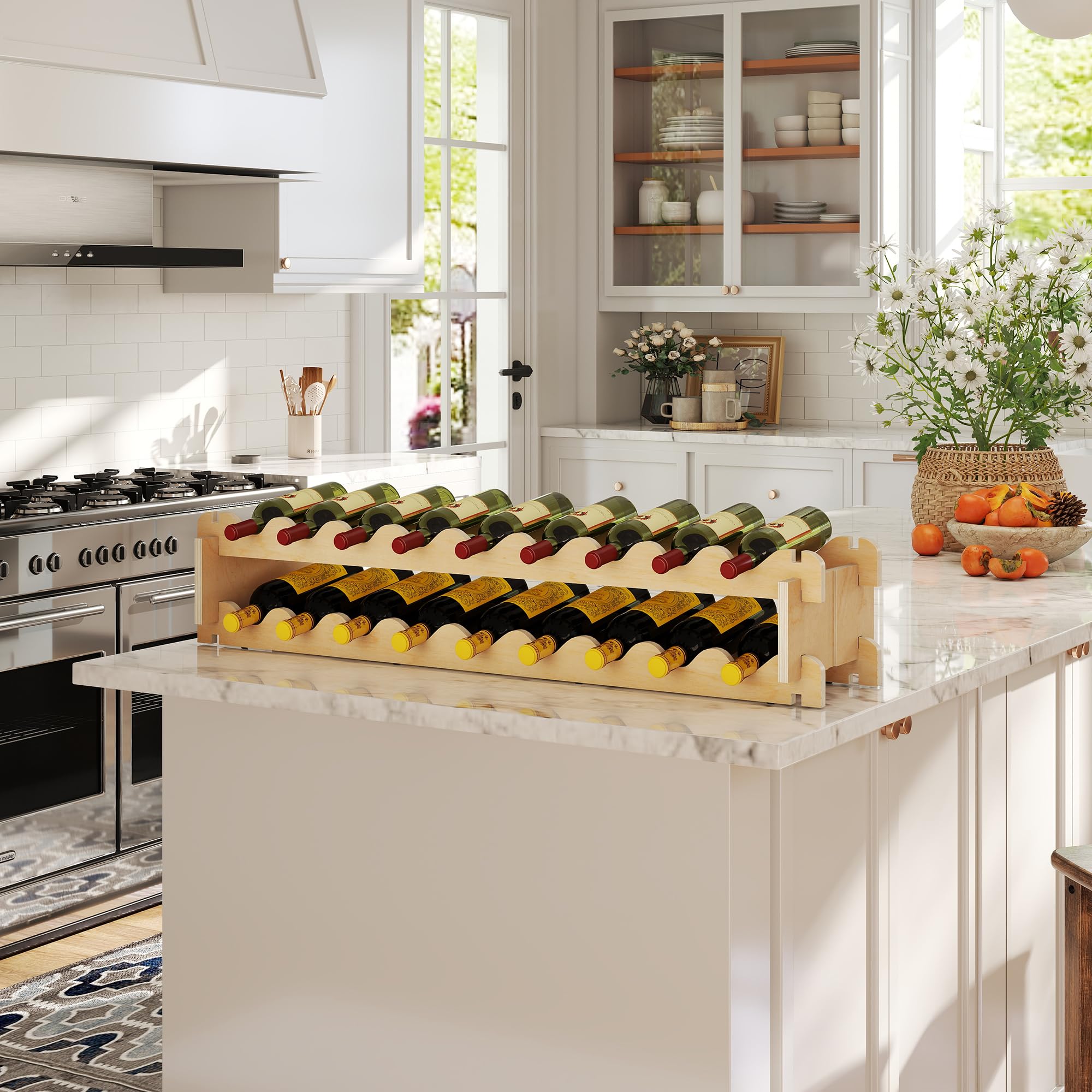 54-Bottle Freestanding Wooden Wine Rack
