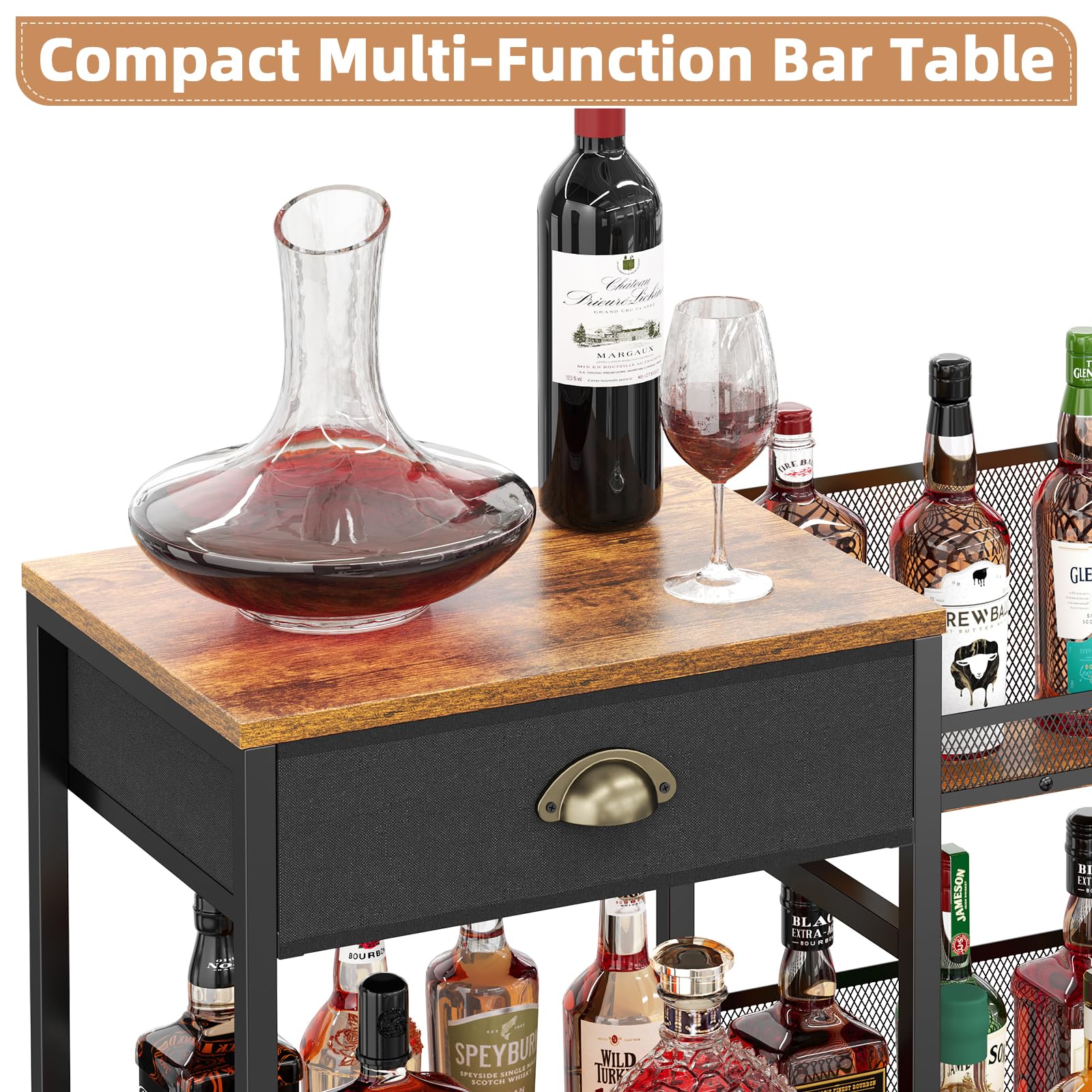 3-Tier Wine Rack with Drawer