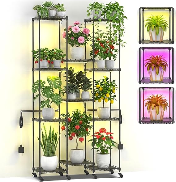 Metal Plant Stand with Grow Lights