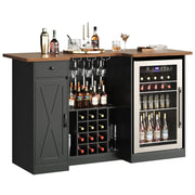 U-Shape Home Bar Cabinet with Fridge Space