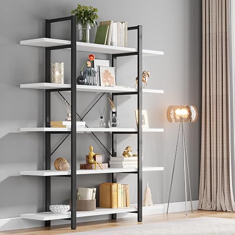 5-Tier Industrial Bookshelf 72"H