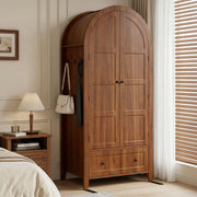 Freestanding Armoire Wardrobe with Arched Doors & Drawer