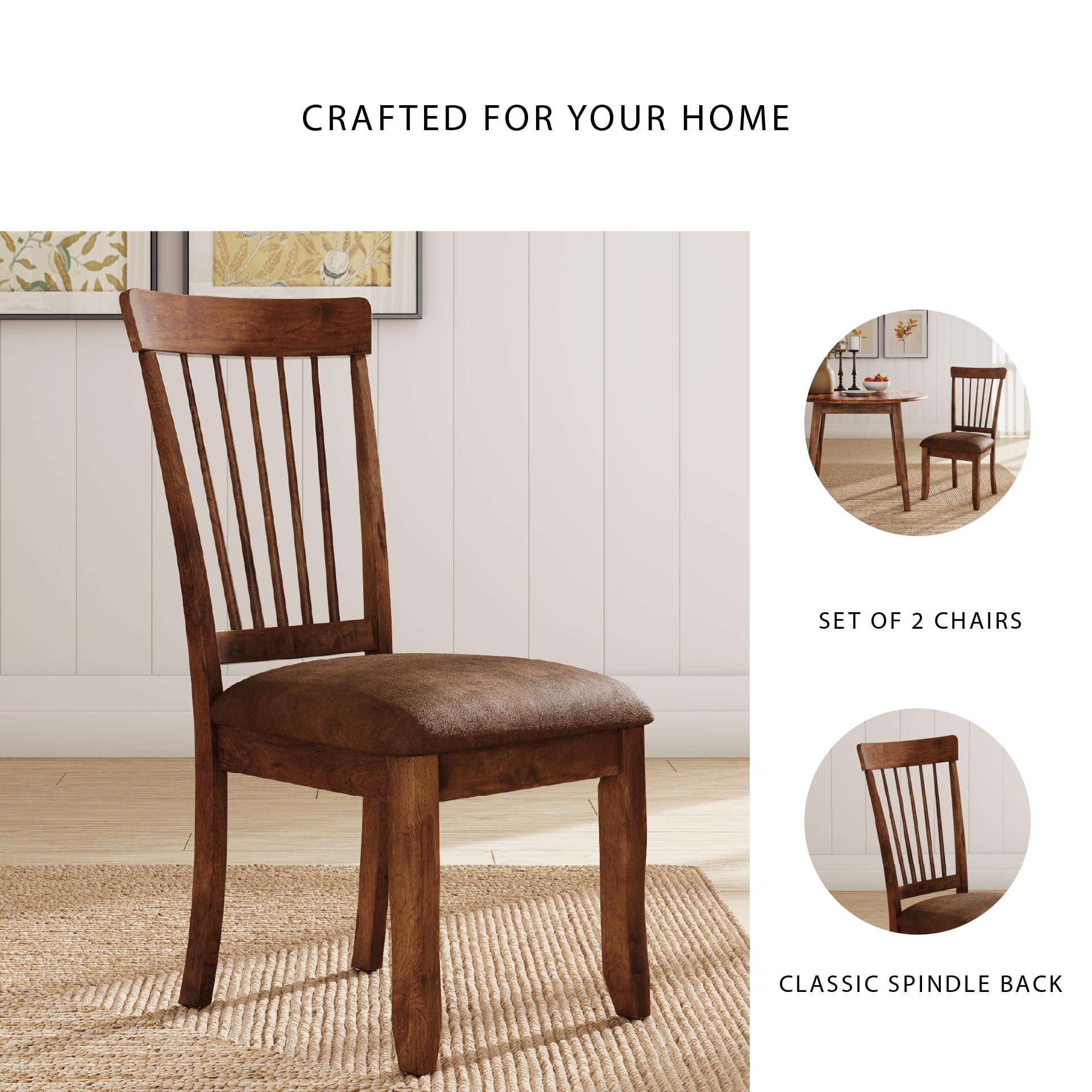 Spindle-Back Dining Chairs, Set of 2