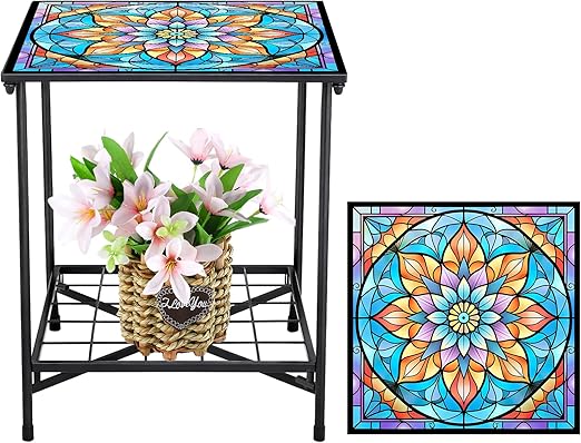 2-Tier Metal Outdoor Side Table