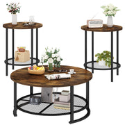 3-Piece Coffee Table & End Table Set with Storage