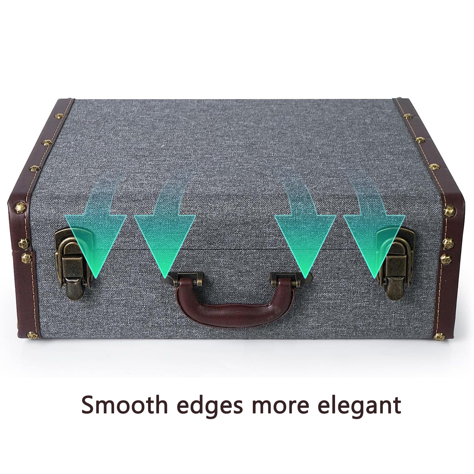 Vintage Wooden Suitcase Storage Box with Handle