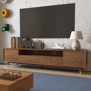 86.61" TV Stand for 85" TV, Media Console with Storage Drawers, Walnut