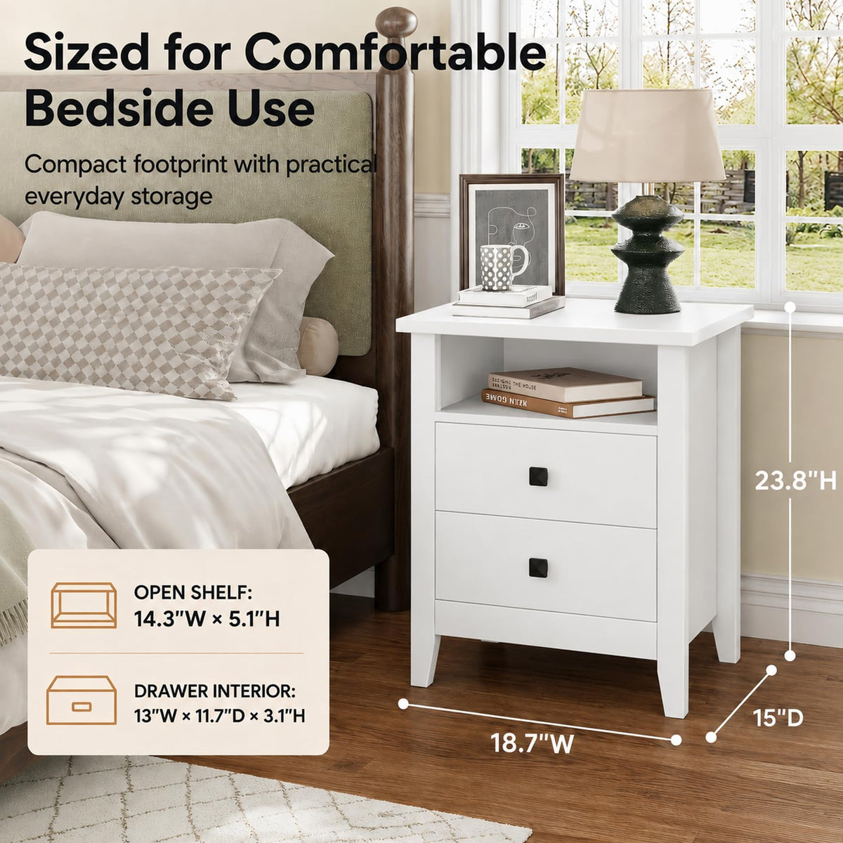 Farmhouse Nightstand Set of 2