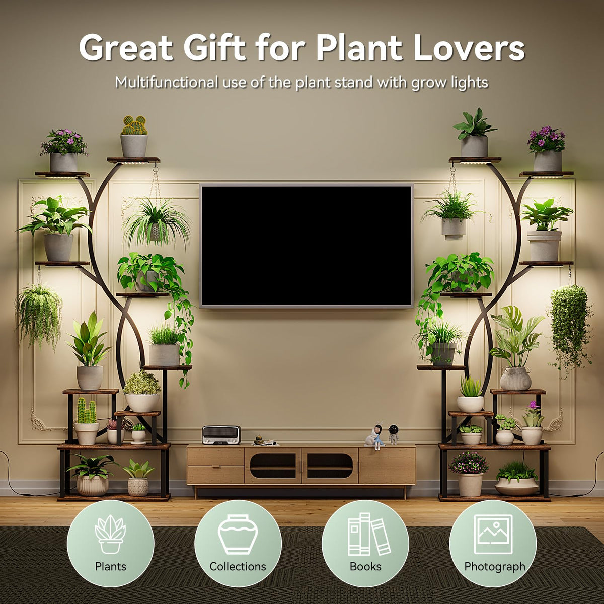 9-Tier Plant Stand with Grow Lights, Set of 2