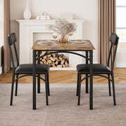 SLEKVERSA 3-Piece Dining Table Set for 2, Kitchen Table Set with 2 Upholstered Chairs, Square Dining Table Set for Apartment, Studio, Small Space, Brown