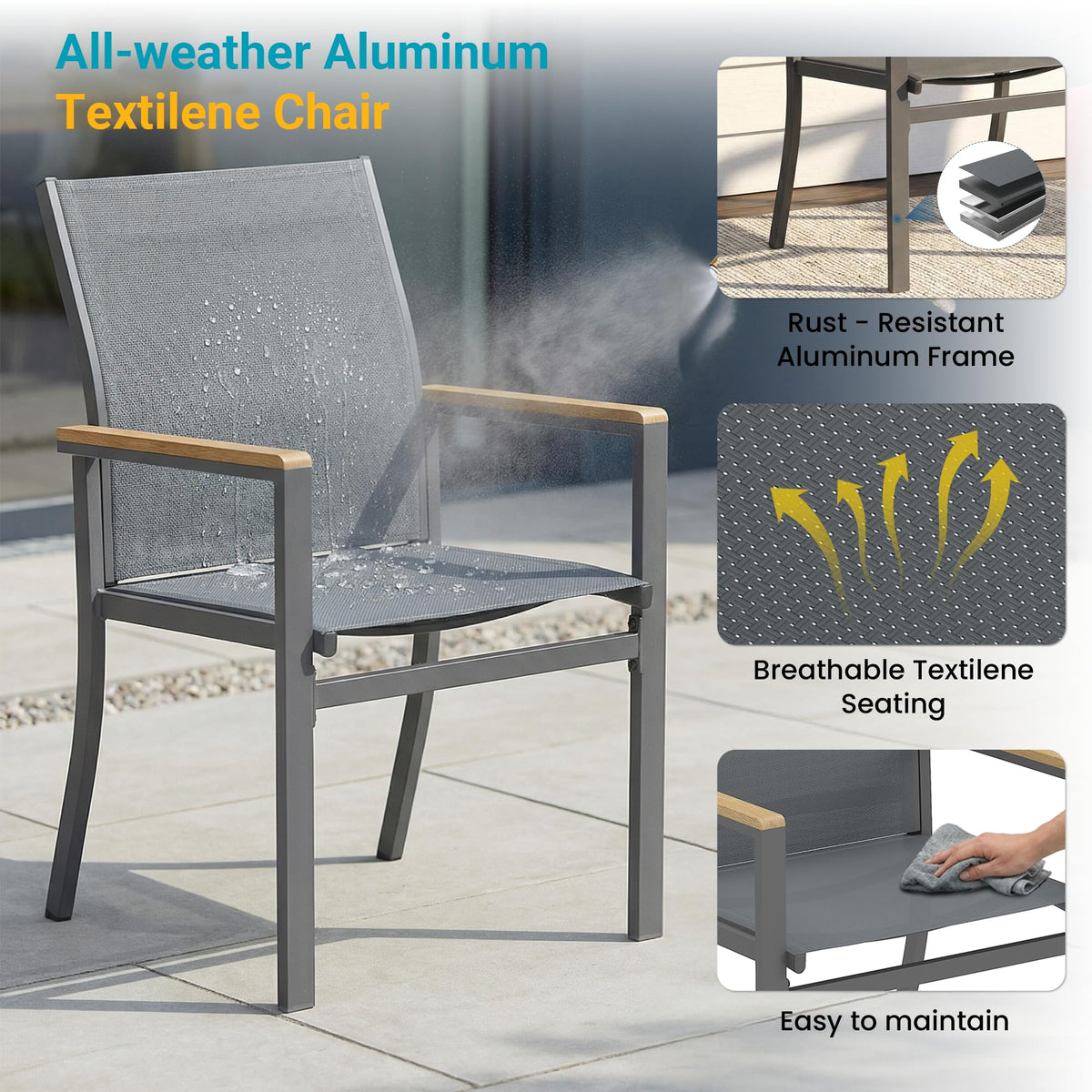 FansaFurn 7-Pieces Aluminum Patio Table and Chairs Set for All-Weather