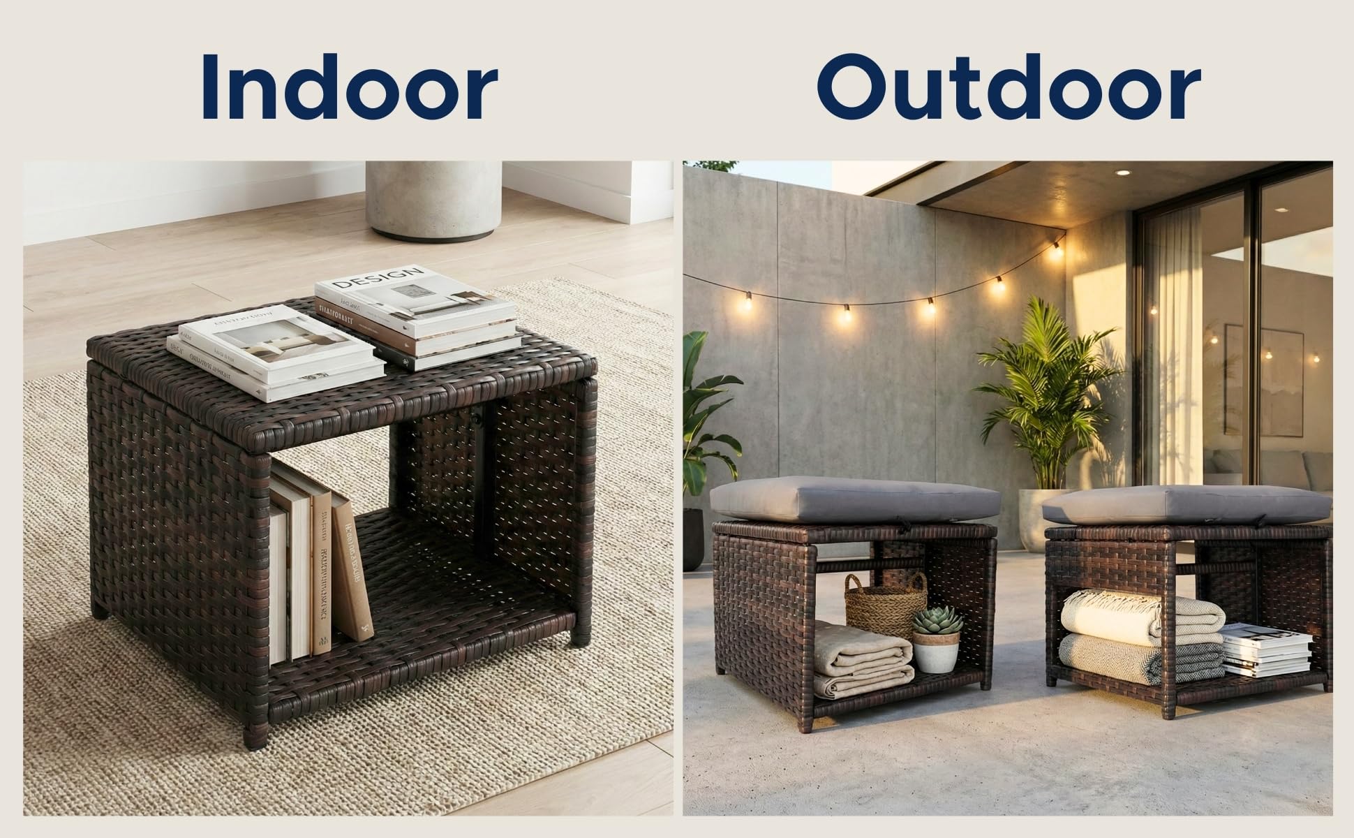 Outdoor Storage Ottoman Set of 2