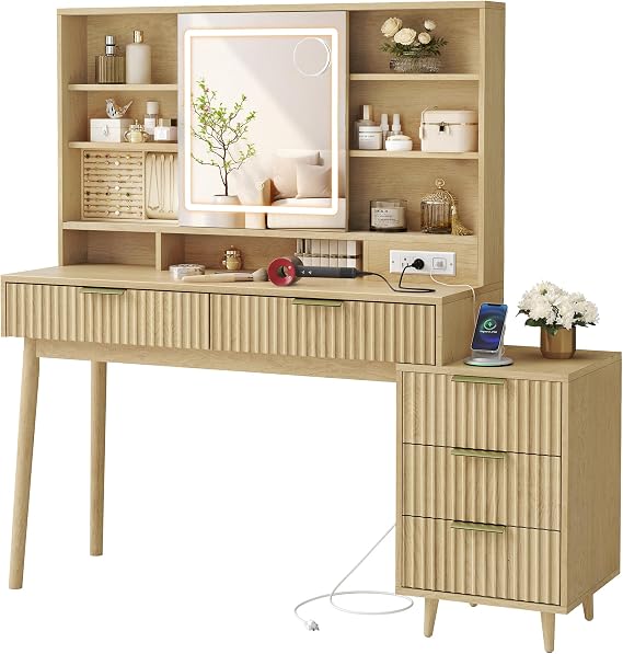 Vanity Desk with Mirror and Lights