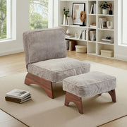 Corduroy Accent Chair with Ottoman & Adjustable Backrest