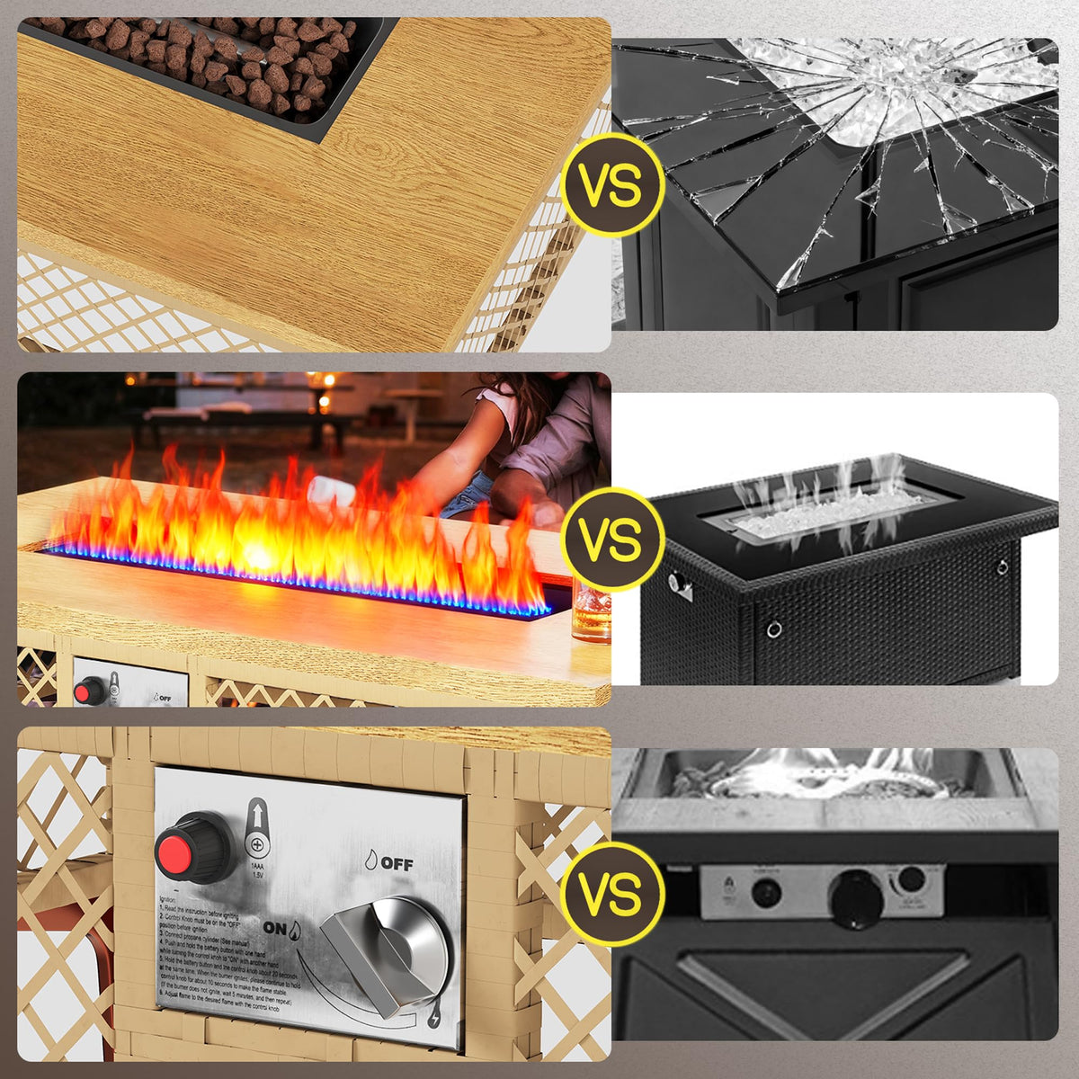 Rattan Fire Pit Table