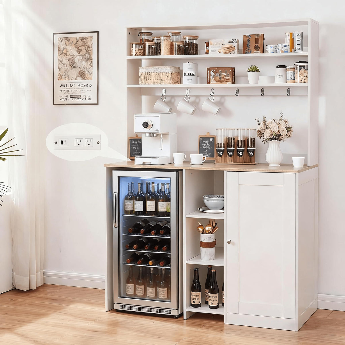 White Mini Fridge Bar Cabinet