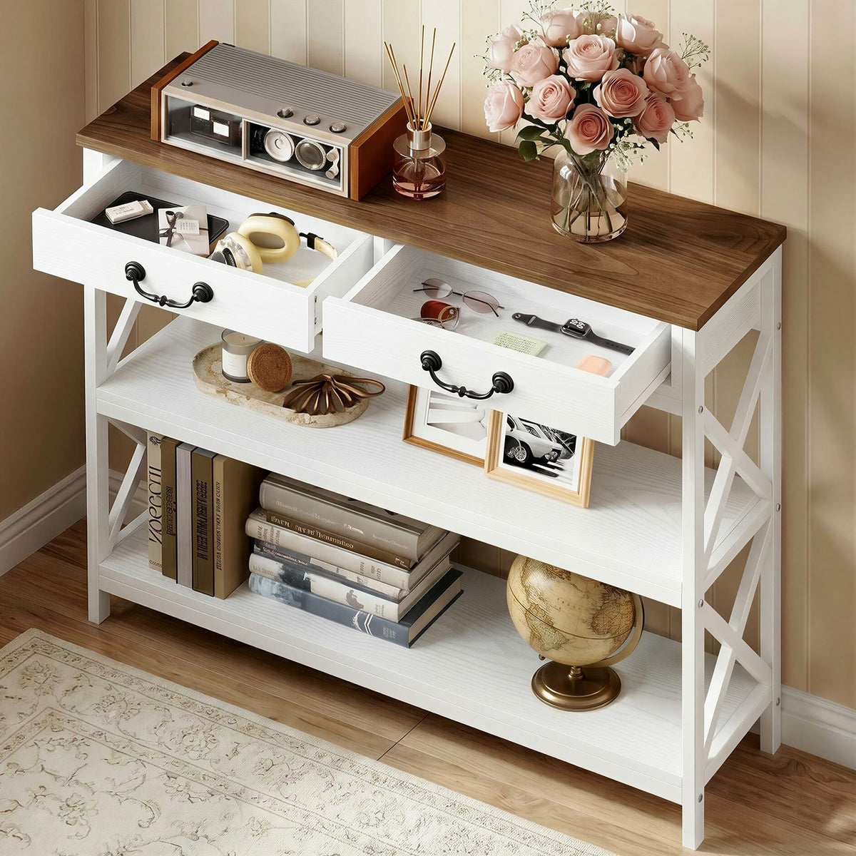 Farmhouse Console Table with Drawers