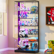 Glass Display Cabinet with RGB Lighting, 10 Compartments