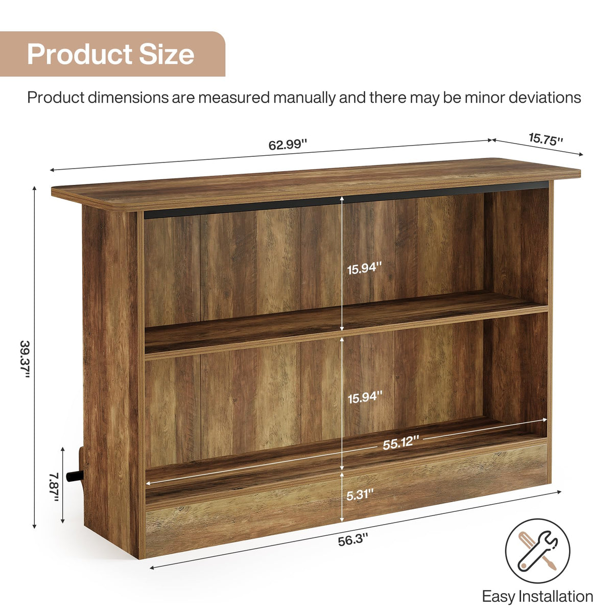 Rustic Bar Table with Storage