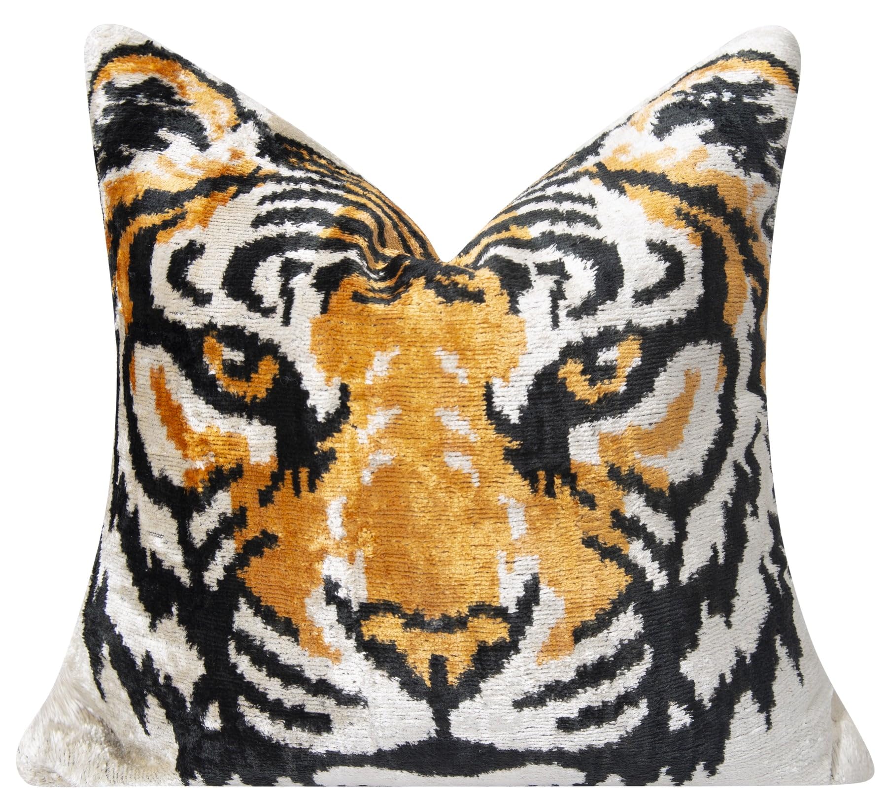 CANVELLO Luxury Handmade Velvet Throw Pillow with Tiger Print Design 20"x20" Decorative Accent Cushion with Premium Down Feather Insert for Sofas and Beds