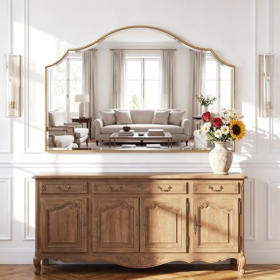 Gold Scalloped Arched Wall Mirror