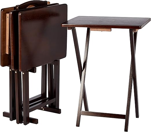 Folding TV Tray Tables with Storage Rack, Set of 4