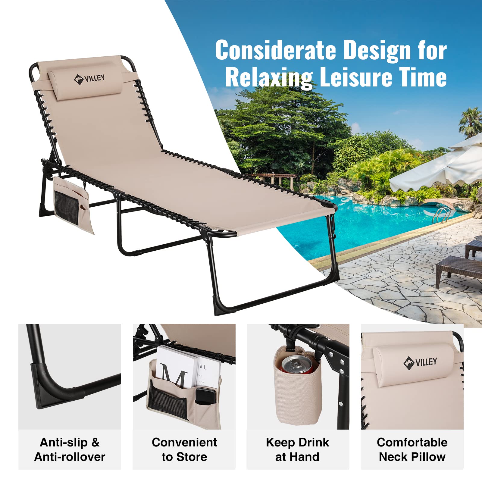 Folding Outdoor Chaise Lounge Chair