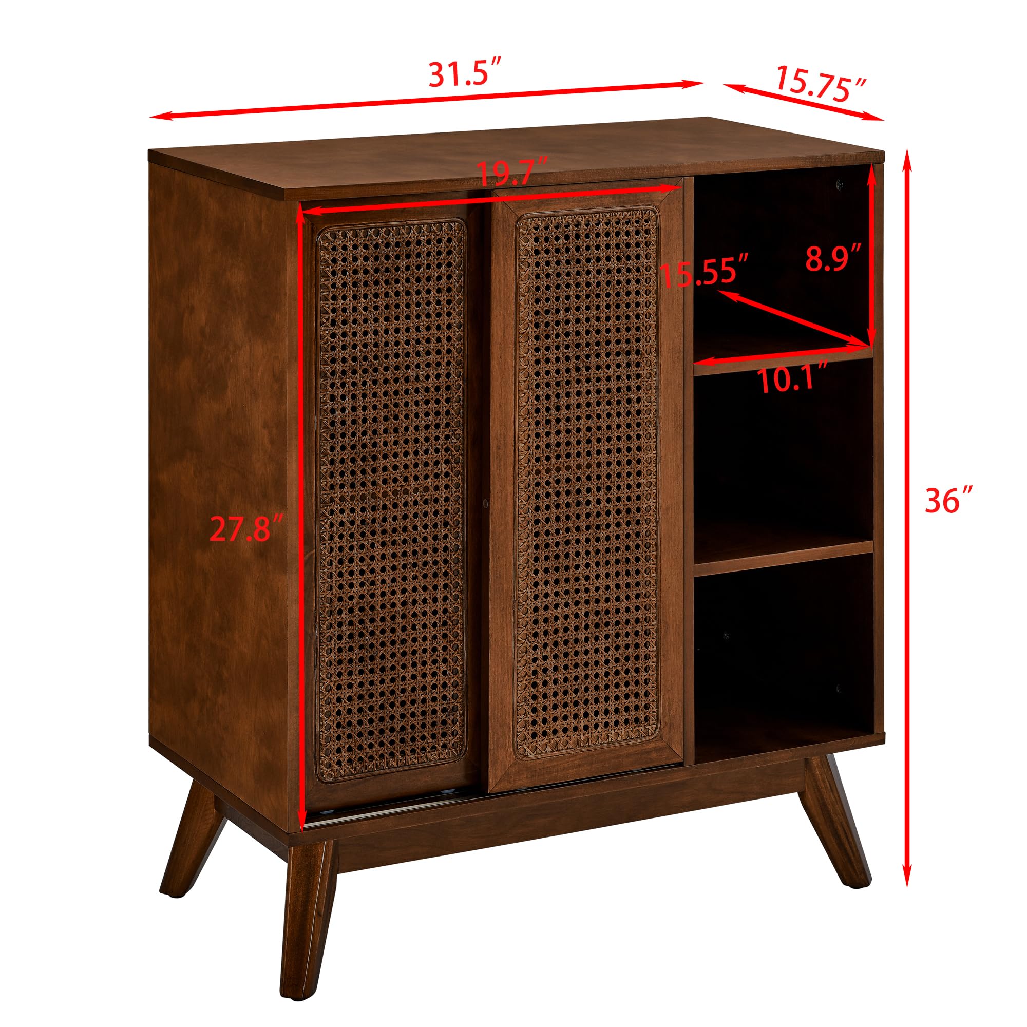 Rattan Sliding Door Sideboard Buffet Cabinet