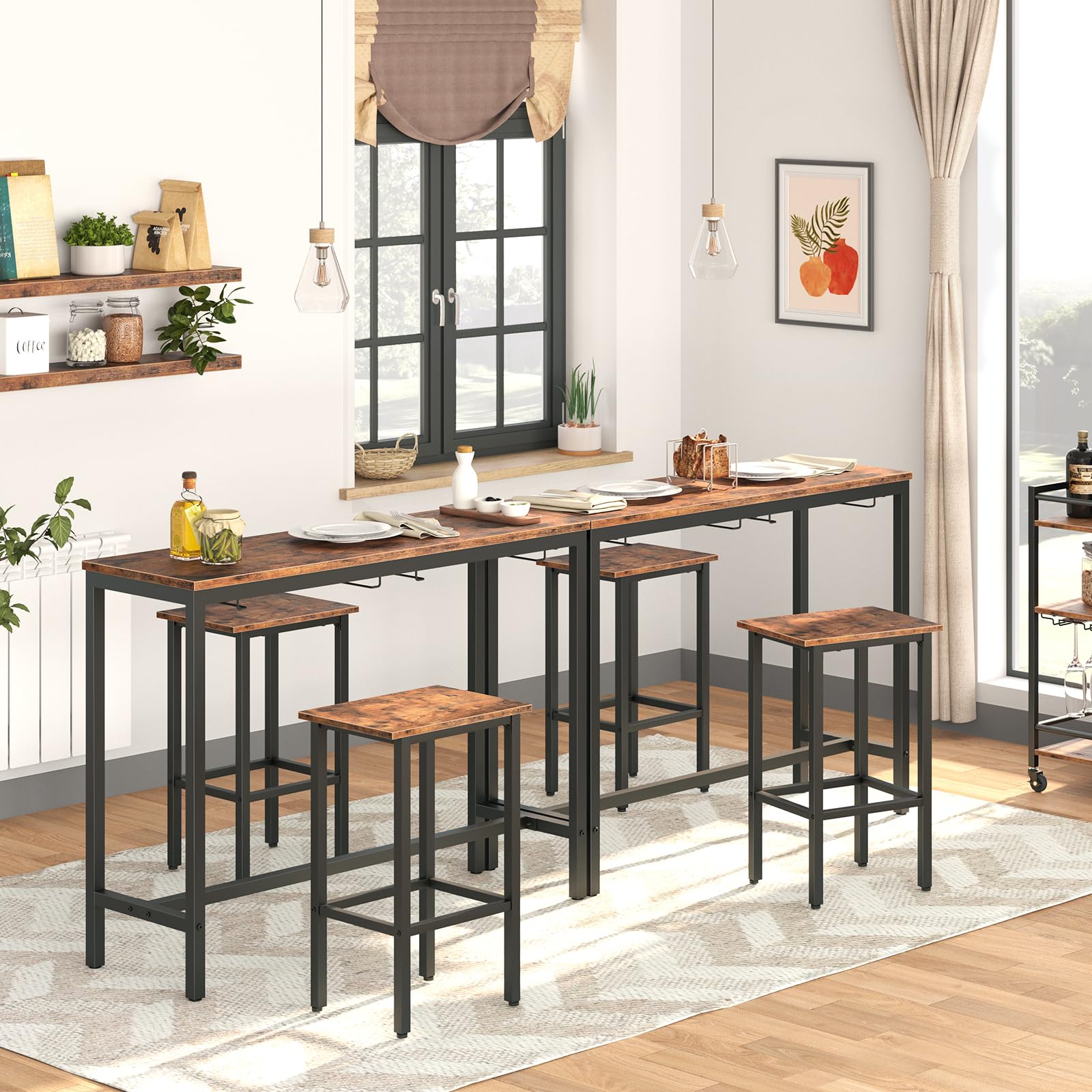 Bar Table Set with 2 Stools