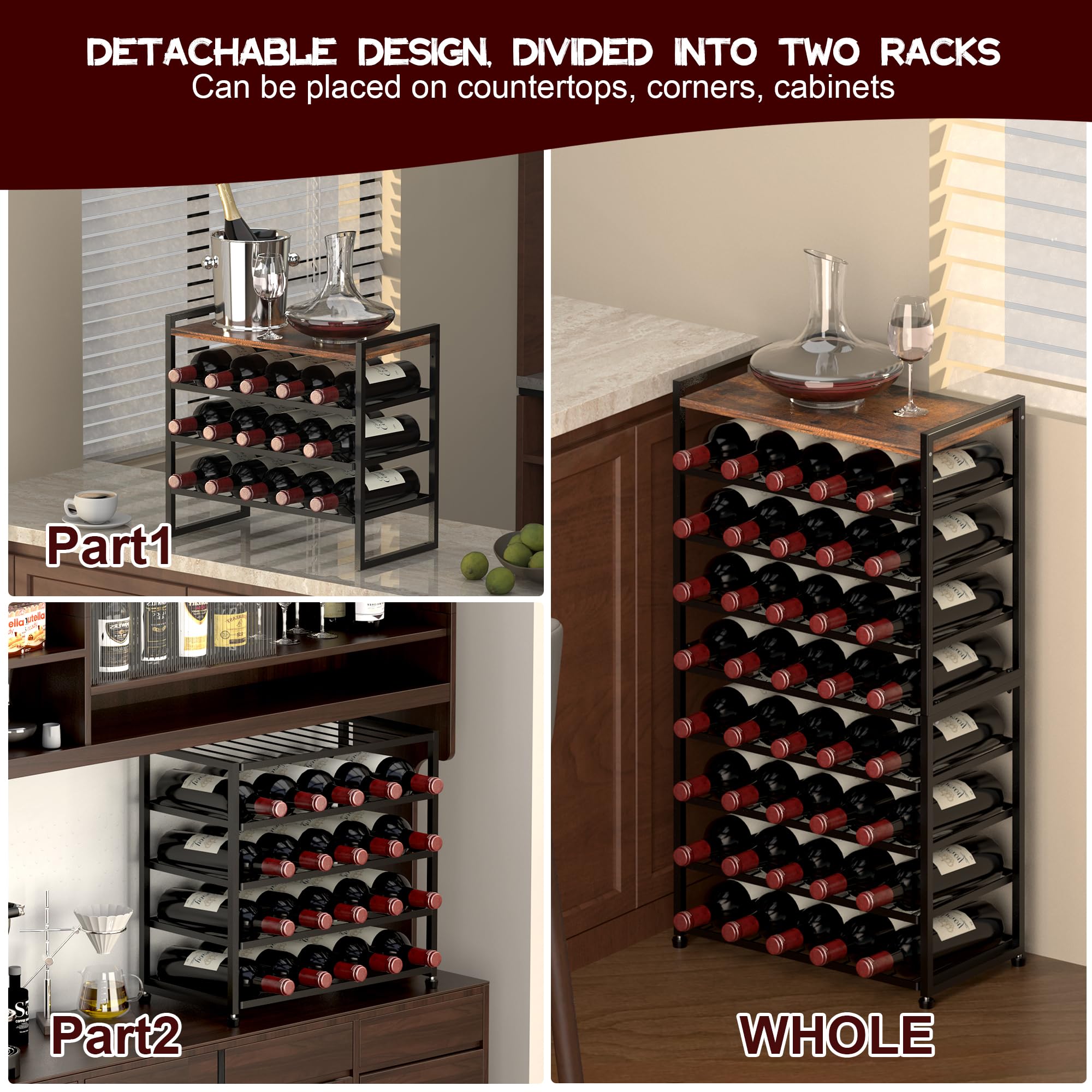 9-Tier Freestanding Wine Rack – 40 Bottle Floor Stand