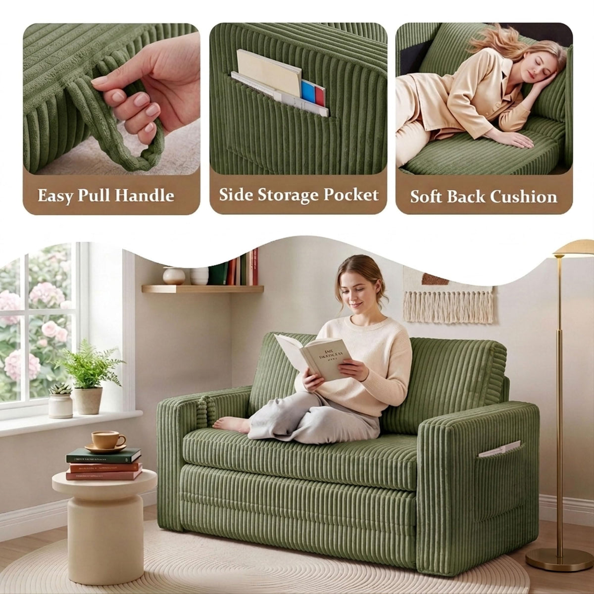 Corduroy Loveseat Sofa Bed