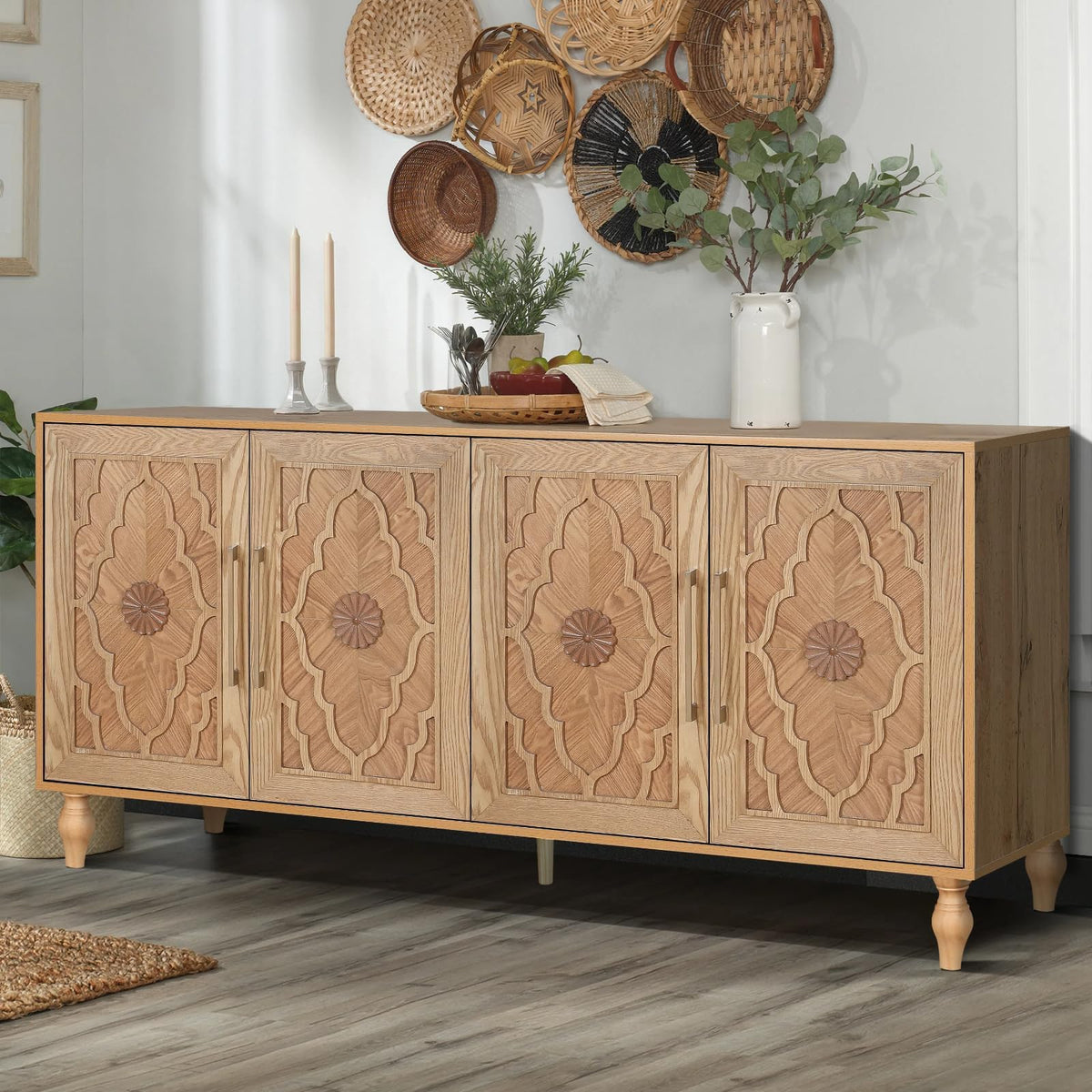 Carved Natural Sideboard