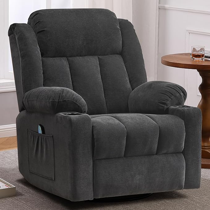 Rocker Swivel Recliner Chair with Massage & Heat