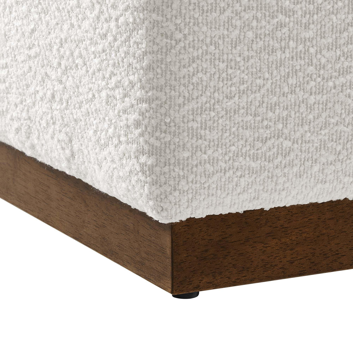 Modway Tilden 17" Square Boucle Upholstered Upholstered Ottoman in Cloud Walnut