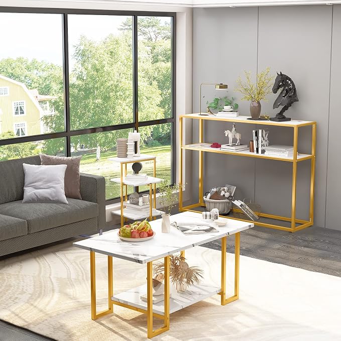 3-Piece Faux Marble Table Set