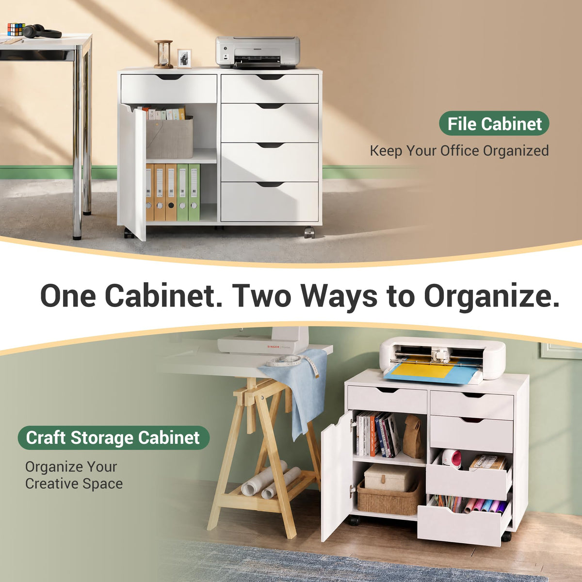 5-Drawer Rolling Storage Cabinet