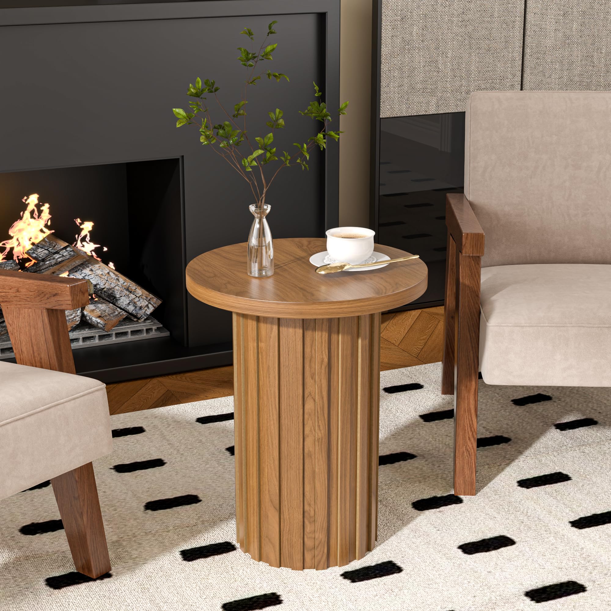 Fluted Round End Table