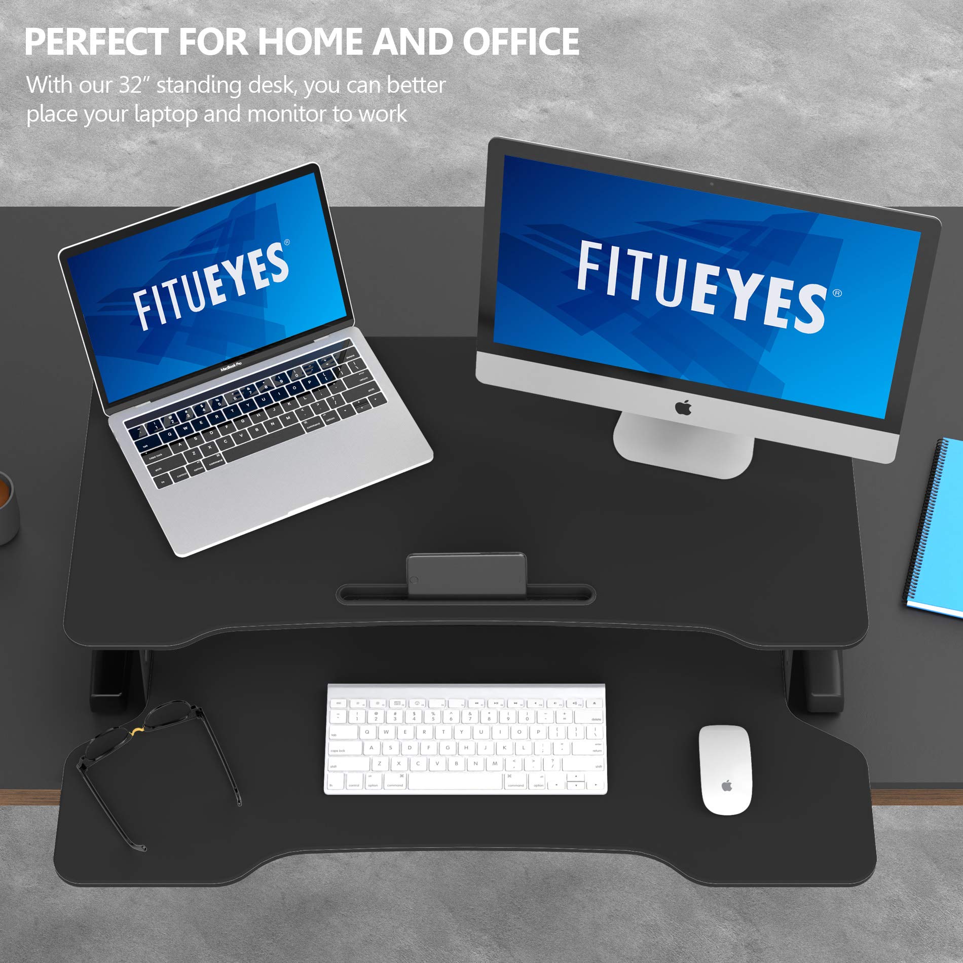 Height Adjustable Standing Desk Converter – Dual Monitor
