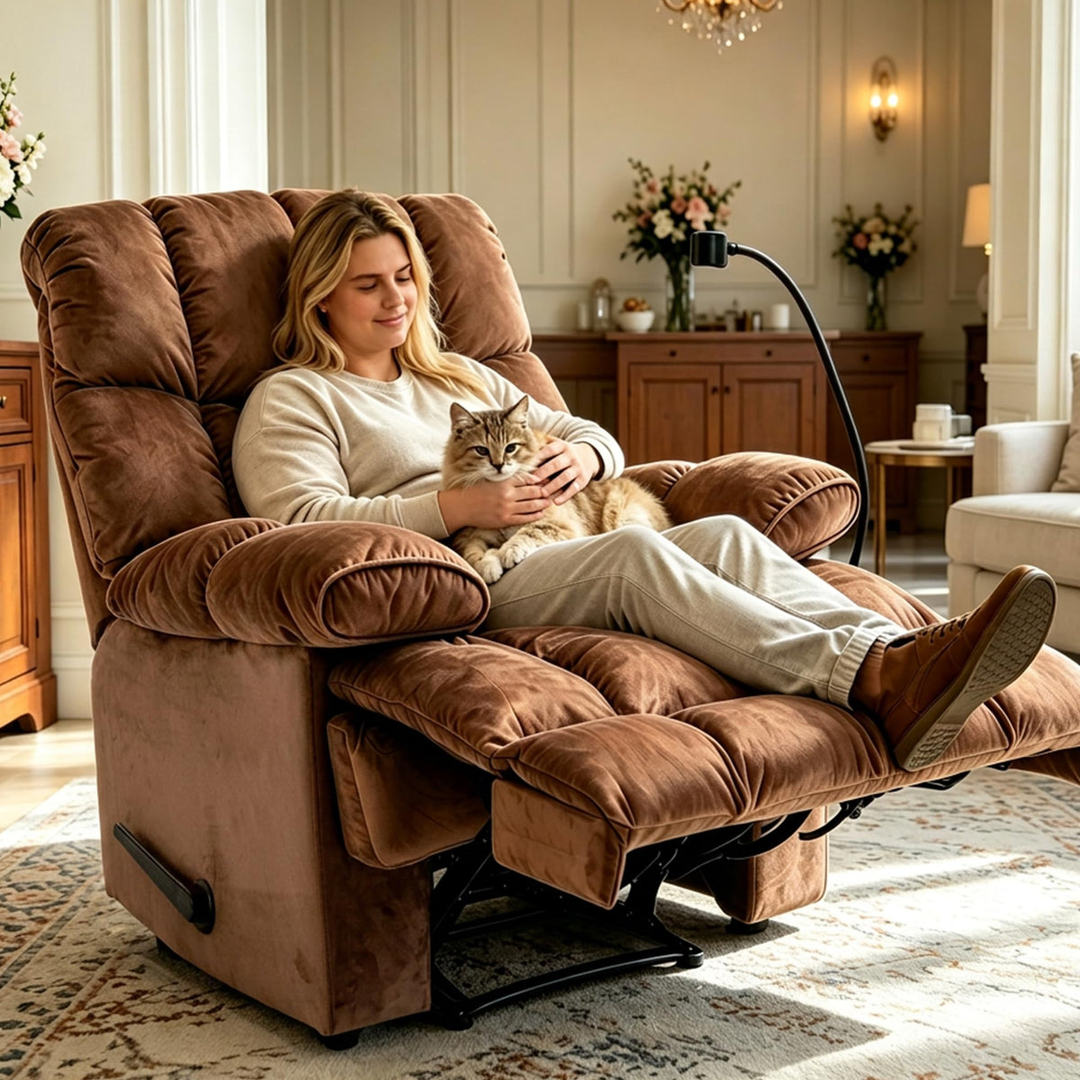 Oversized Velvet Recliner Chair