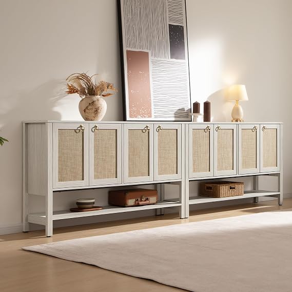 Rattan-Textured Sideboard Cabinet